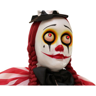 Haunted Hill Farm 5.4-Ft. Buffy the Standing Clown, Indoor or Covered Outdoor Halloween Decoration, Red LED Eyes, Poseable, Battery-Operated