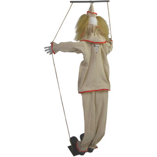 Haunted Hill Farm 55-In. Smalls the Animatronic Swinging Clown, Indoor or Covered Outdoor Halloween Decoration, Red LED Eyes, Battery Operated