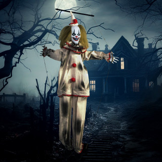 4.6-Ft. Swinging Clown with Lights and Sound, Indoor or Covered Outdoor Halloween Decoration