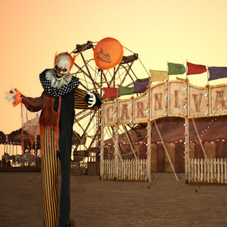 5.2-Ft. Animatronic Clown with Lights and Sound, Indoor or Covered Outdoor Halloween Decoration