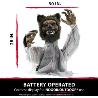 Haunted Hill Farm Animatronic Groundbreaker Werewolf with Lights and Sound, Indoor or Covered Outdoor Halloween Decoration