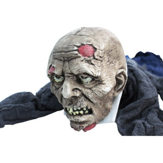 Haunted Hill Farm 62 In. Animatronic Zombie, Indoor/Outdoor Halloween Decoration, Flashing Red Eyes, Poseable, Battery-Operated