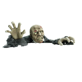 5.2-Ft. Long Crawling Animatronic Zombie with Lights and Sound, Indoor or Covered Outdoor Halloween Decoration