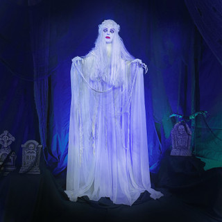 5.6-Ft. Animatronic Ghost Bride with Lights and Sound, Indoor or Covered Outdoor Halloween Decoration