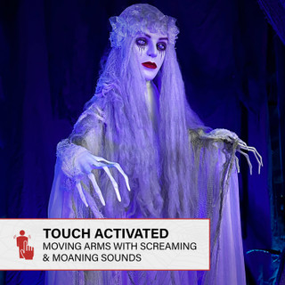 5.6-Ft. Animatronic Ghost Bride with Lights and Sound, Indoor or Covered Outdoor Halloween Decoration