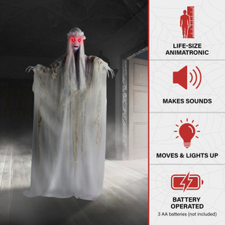 5.6-Ft. Animatronic Ghost Bride with Lights and Sound, Indoor or Covered Outdoor Halloween Decoration