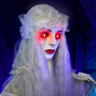 5.6-Ft. Animatronic Ghost Bride with Lights and Sound, Indoor or Covered Outdoor Halloween Decoration