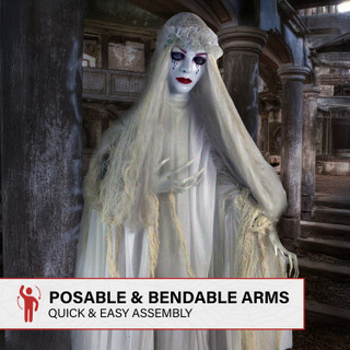 5.6-Ft. Animatronic Ghost Bride with Lights and Sound, Indoor or Covered Outdoor Halloween Decoration