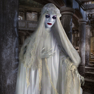 5.6-Ft. Animatronic Ghost Bride with Lights and Sound, Indoor or Covered Outdoor Halloween Decoration