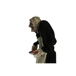 5-Ft. Animatronic Zombie Maid with Lights and Sound, Indoor or Covered Outdoor Halloween Decoration