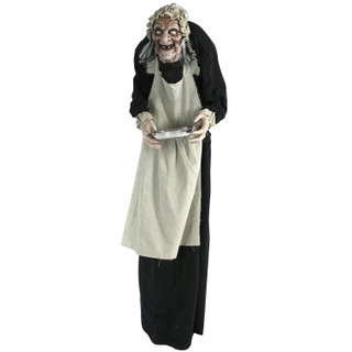 5-Ft. Animatronic Zombie Maid with Lights and Sound, Indoor or Covered Outdoor Halloween Decoration