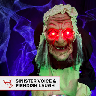 5-Ft. Animatronic Zombie Maid with Lights and Sound, Indoor or Covered Outdoor Halloween Decoration
