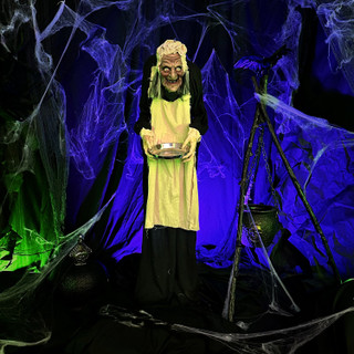 5-Ft. Animatronic Zombie Maid with Lights and Sound, Indoor or Covered Outdoor Halloween Decoration