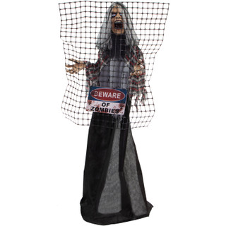 Haunted Hill Farm 5-Ft. Break-Thru Barry the Animated Electrified Zombie, Indoor or Covered Outdoor Halloween Decoration, Battery Operated