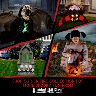 Haunted Hill Farm 74-In. Gordon the Scarecrow w/ Rotating Jack-O-Lantern Head, Indoor or Covered Outdoor Halloween Decoration, Battery-Operated