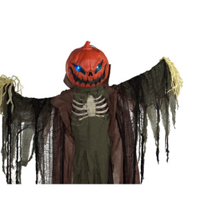 6.7-Ft. Poseable Pumpkin Scarecrow with Lights and Sound, Indoor or Covered Outdoor Halloween Decoration