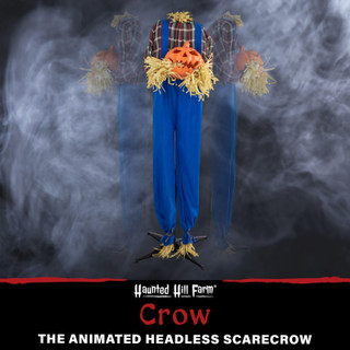 Haunted Hill Farm 57-In. Crow the Animated Headless Scarecrow, Indoor or Covered Outdoor Halloween Decoration, Battery-Operated