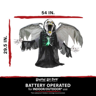 Haunted Hill Farm 29.5-In. Gabriel the Animated Winged Reaper | Indoor or Covered Outdoor Halloween Decoration | Battery Operated | Festive Holiday Decor