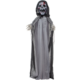 Haunted Hill Farm 74-In. Crab the Animated Skeleton Reaper w/ Moving Rib Cage, Indoor / Covered Outdoor Halloween Decoration, Battery Operated