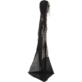 Haunted Hill Farm 70-In. Charles the Animated Scarecrow Reaper, Indoor or Covered Outdoor Halloween Decoration, Battery Operated
