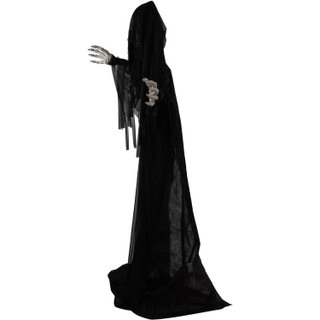 Haunted Hill Farm 5-Ft. Shakey the Animated Reaching Reaper, Indoor or Covered Outdoor Halloween Decoration, Battery Operated