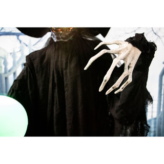 Haunted Hill Farm Mallory the Phantom Witch with Multi-Color Crystal Ball, Indoor or Covered Outdoor Halloween Decoration, Battery-Operated