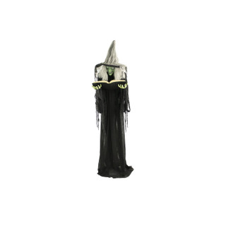 5.8-Ft. Poseable Witch with Spell Book, Lights and Sound, Indoor/Covered Outdoor Halloween Decoration