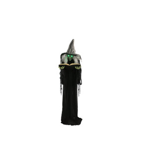 5.8-Ft. Poseable Witch with Spell Book, Lights and Sound, Indoor/Covered Outdoor Halloween Decoration