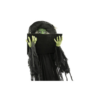 5.8-Ft. Poseable Witch with Spell Book, Lights and Sound, Indoor/Covered Outdoor Halloween Decoration
