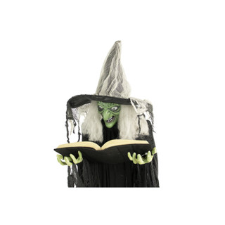 5.8-Ft. Poseable Witch with Spell Book, Lights and Sound, Indoor/Covered Outdoor Halloween Decoration