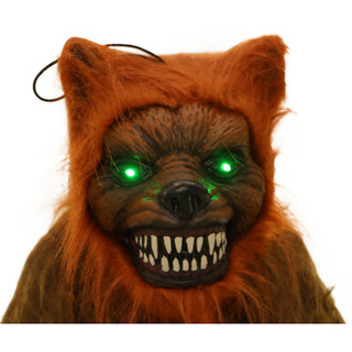 Haunted Hill Farm 5.2-ft. Standing Wolf, Indoor/Covered Outdoor Halloween Decoration, LED Green Eyes, Poseable, Battery-Operated, Howler