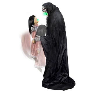 6.2-Ft. Soul Sucker Demon Reaper by Tekky, Premium Talking Halloween Animatronic, Plug-In or Battery