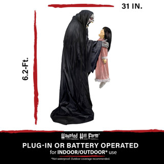 6.2-Ft. Soul Sucker Demon Reaper by Tekky, Premium Talking Halloween Animatronic, Plug-In or Battery
