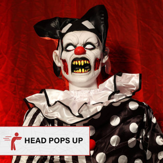 4.5-Ft. Hartley the Sitting Scare Clown by Tekky, Premium Talking Halloween Animatronic, Plug-In or Battery