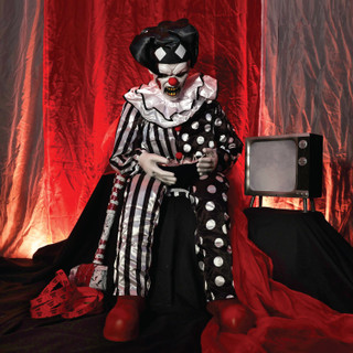 4.5-Ft. Hartley the Sitting Scare Clown by Tekky, Premium Talking Halloween Animatronic, Plug-In or Battery