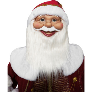 Fraser Hill Farm 58-In. Life-Size Dancing Santa with Bear and Wreath, Motion-Activated Christmas Animatronic