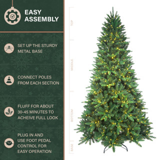 Fraser Hill Farm York Pine Artificial Christmas Tree with Various Sizes & Lighting Options