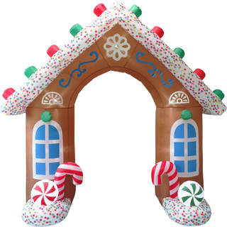 Fraser Hill Farm 8-Ft. Tall Prelit Gingerbread Arch Inflatable