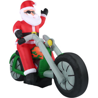 Fraser Hill Farm 6-Ft. Wide Prelit Motorcycle Santa Inflatable