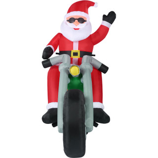 Fraser Hill Farm 6-Ft. Wide Prelit Motorcycle Santa Inflatable