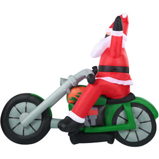 Fraser Hill Farm 6-Ft. Wide Prelit Motorcycle Santa Inflatable