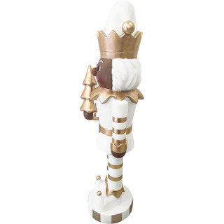 Fraser Hill Farm 36-inch Elf Nutcracker Figurine Holding Tree in Gold/White