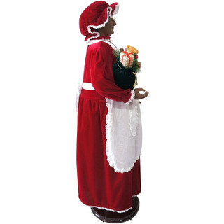 Fraser Hill Farm 58-In. African American Dancing Mrs. Claus with Apron and Gift Sack, Life-Size Motion-Activated Christmas Animatronic