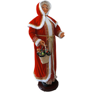 Fraser Hill Farm 58-In. Dancing Mrs. Claus with Hooded Cloak and Basket, Life-Size Motion-Activated Christmas Animatronic