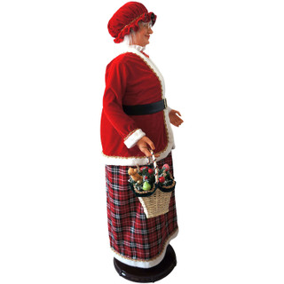 Fraser Hill Farm 58-In. Dancing Mrs. Claus with Festive Basket, Life-Size Motion-Activated Christmas Animatronic