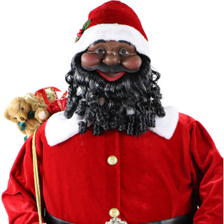 Fraser Hill Farm 58-In. African American Dancing Santa with Naughty & Nice List, Life-Size Motion-Activated Christmas Animatronic