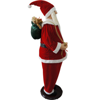 Fraser Hill Farm 58-In. Traditional Dancing Santa with Wreath and Gift Sack, Life-Size Motion-Activated Christmas Animatronic