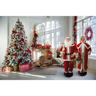 Fraser Hill Farm 58-In. Dancing Santa with Naughty & Nice List, Gifts and Toy Sack, Life-Size Motion-Activated Christmas Animatronic