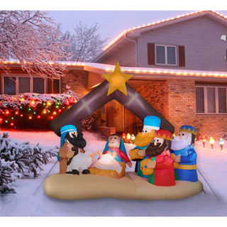 Fraser Hill Farm 6.5-Ft. Wide Nativity Scene, Blow Up Inflatable with Lights and Storage Bag