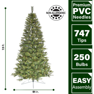 Fraser Hill Farm Half Tree with Warm White LED Lighting, Various Size Options